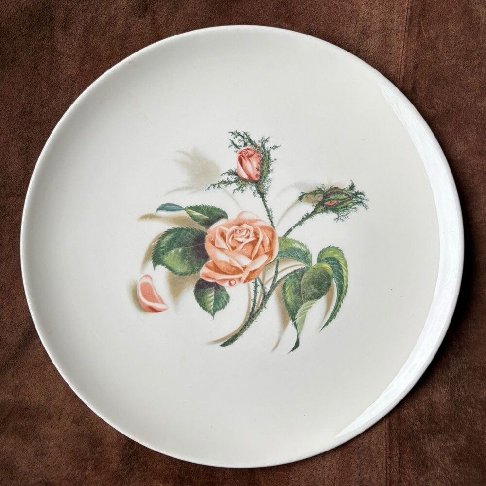 Vintage Universal Ballerina Dinner Plate 10” Rose Floral Permacal  USA MCM 1950